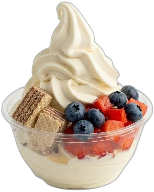 froyo mit frischen Beeren und Waffeln